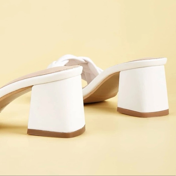 NIB SHEIN White Braided Strap Block Heels Slide Mules Heels Size 6 - Picture 3 of 13
